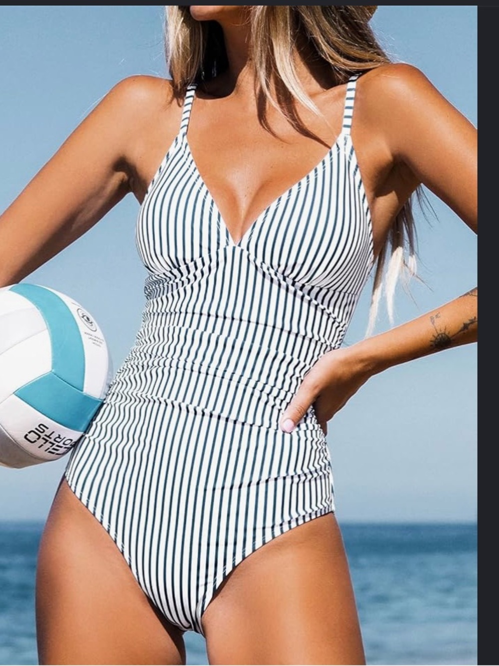 NWT- Cupshe Striped Tummy control One-Piece Swimsuit